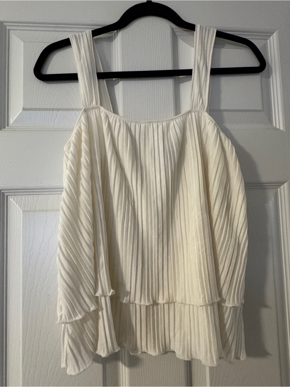 Express White Pleated Ruffle Tank Top